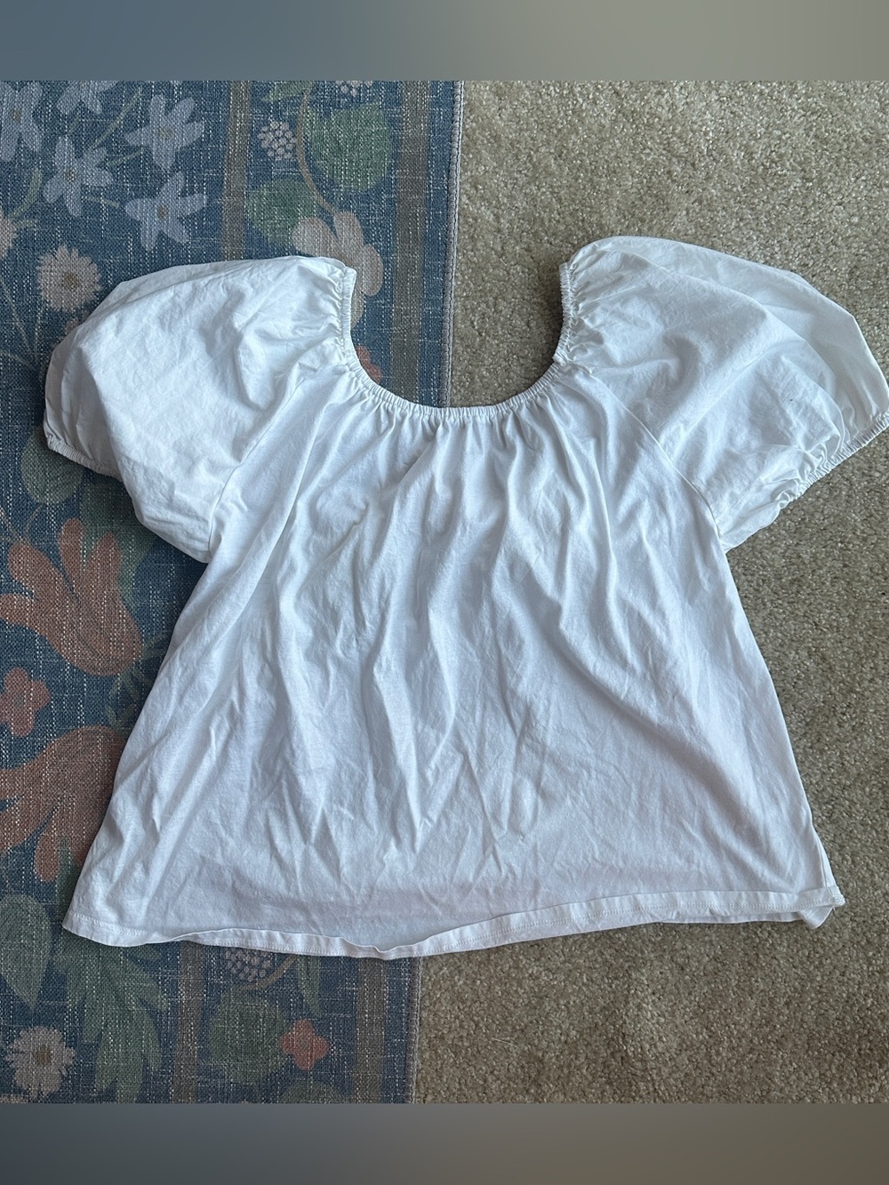 a new day White Puff Sleeve Peasant Top